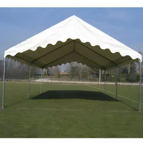 Tente de réception 5 x 8 m - Plein Air - 40 m² - Toit rayé bleu/blanc + armature