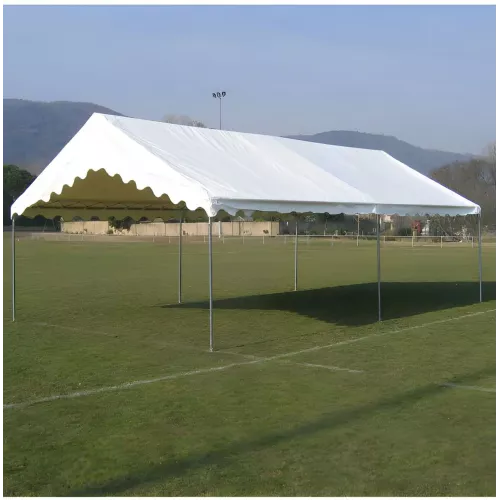 Tente de réception 5 x 8 m - Plein Air - 40 m² - Toit rayé bleu/blanc + armature