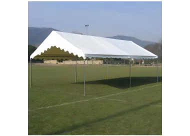 Tente de réception 5 x 8 m - Plein Air - 40 m² - Toit rayé bleu/blanc + armature