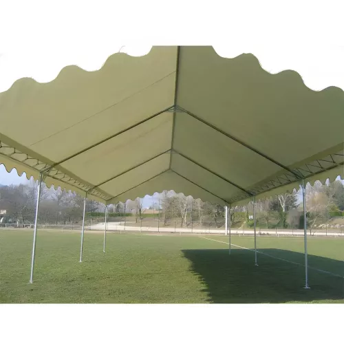Tente de réception 5 x 12 m - Plein Air - 60 m² - Toit rayé vert/blanc + armature