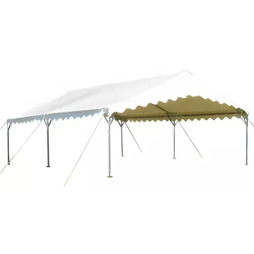 Tente de réception 6 x 8 m - Super Plein Air - 48 m² - Toit rayé gris/blanc + armature