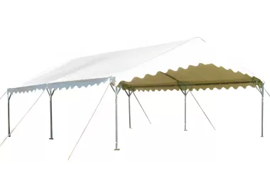 Tente de réception 6 x 8 m - Super Plein Air - 48 m² - Toit rayé vert/blanc + armature
