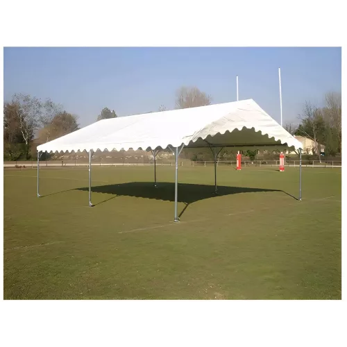Tente de réception 6 x 8 m - Super Plein Air - 48 m² - Toit rayé vert/blanc + armature