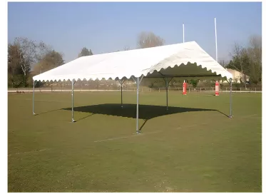Tente de réception 6 x 8 m - Super Plein Air - 48 m² - Toit rayé vert/blanc + armature
