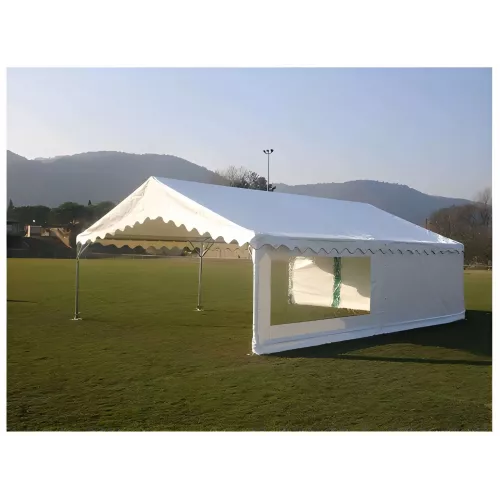 Tente de réception 6 x 8 m - Super Plein Air - 48 m² - Toit rayé vert/blanc + armature