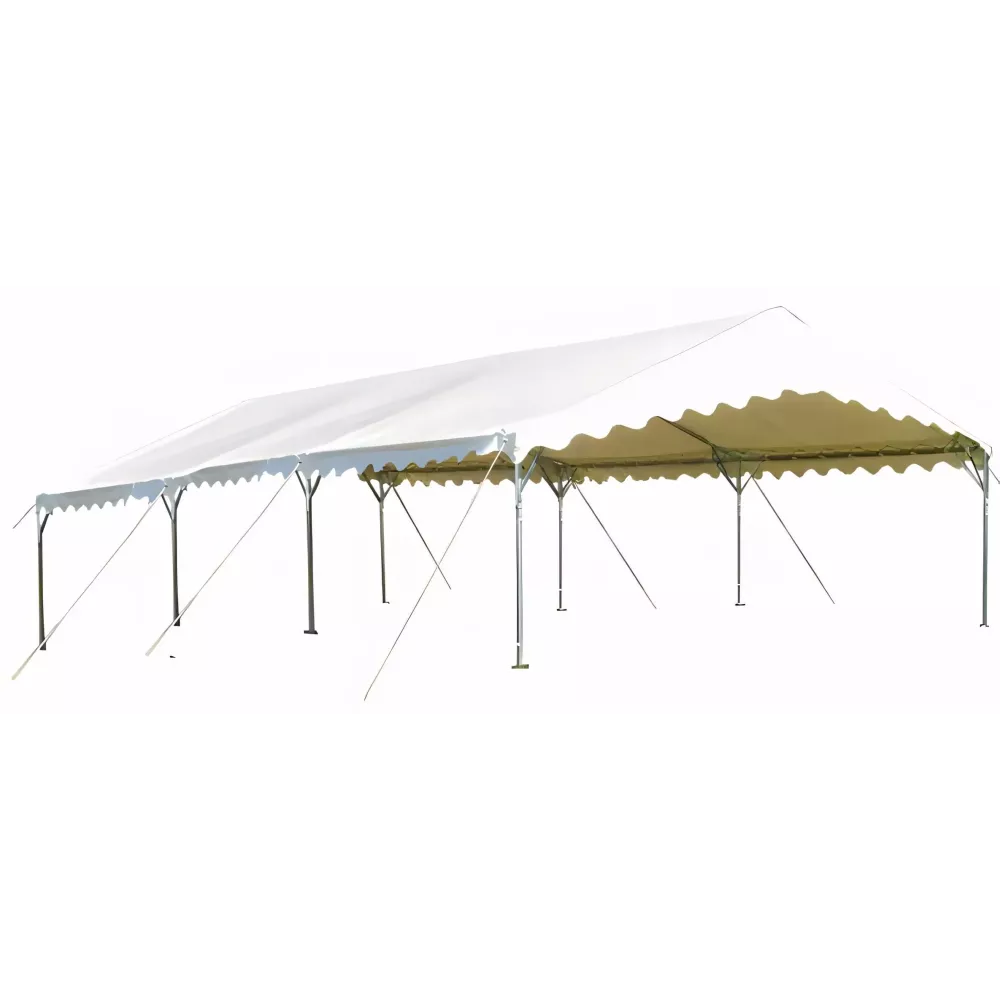 Tente de réception 6 x 12 m - Super Plein Air - 72 m² - Toit rayé vert/blanc + armature Tente de réception 6 x 12 m - Super Plein Air - 72 m² - Toit rayé vert/blanc + armature