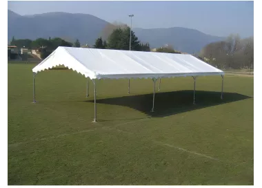 Tente de réception 6 x 12 m - Super Plein Air - 72 m² - Toit rayé vert/blanc + armature