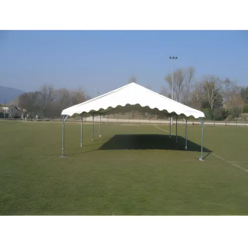 Tente de réception 6 x 12 m - Super Plein Air - 72 m² - Toit rayé vert/blanc + armature