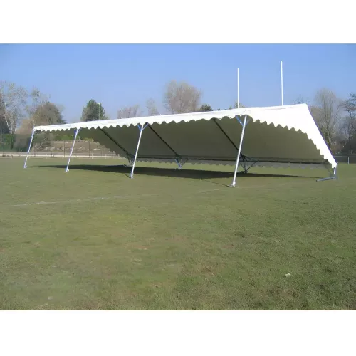 Tente de réception 6 x 12 m - Super Plein Air - 72 m² - Toit rayé vert/blanc + armature