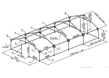 Tente de réception 8 x 16 m - 128 m² - Complet cristal