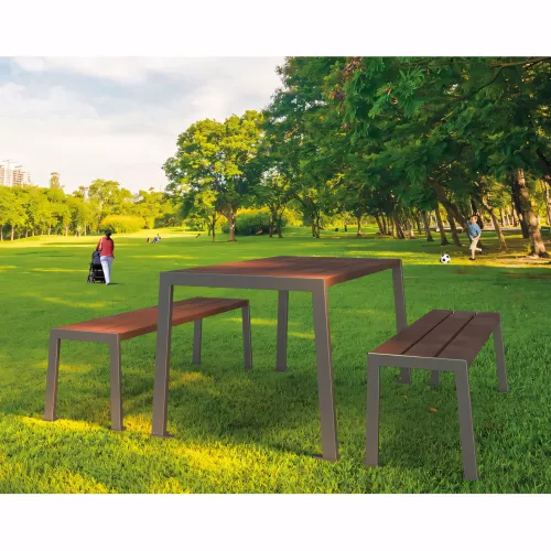 Table de pique-nique Silaos® acier et plastique recyclé PROCITY