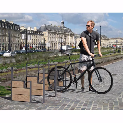 Appui vélos KUB. acier et bois PROCITY