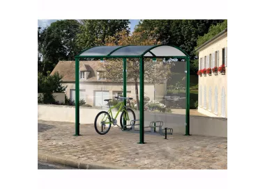 Abri vélos Voûte "M" avec bardages en verre PROCITY