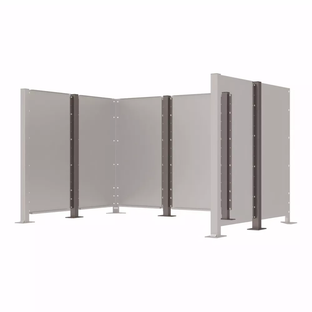 Poteau cache-conteneurs modulable peint sur Galva Poteau cache-conteneurs modulable peint sur Galva
