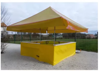 Stand buvette 4,50 x 4,50 m complet - jaune - raccordable