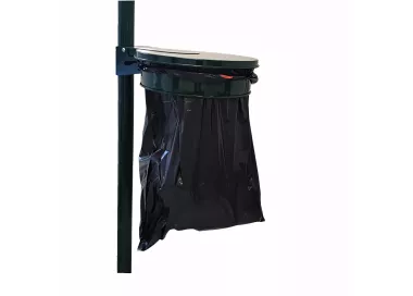 Porte sac VIGIPIRATE avec couvercle RAL 6009 (+ 2 serre-flex pour poteau diam 60)