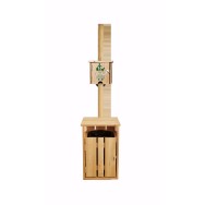 Borne de propreté avec distributeur liasse en bois des Cévennes (corbeille en bois en option)
