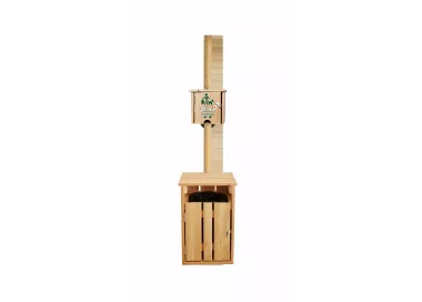 Borne de propreté avec distributeur liasse en bois des Cévennes (corbeille en bois en option)