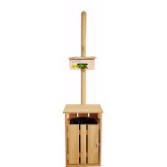 Borne de propreté avec distributeur rouleau en bois des Cévennes (corbeille en bois en option)