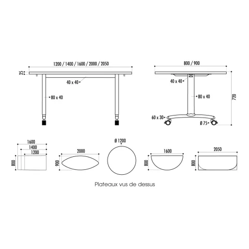 Table BASCULANTE ronde