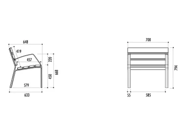 Fauteuil MODO-10 lames et piétement en aluminium