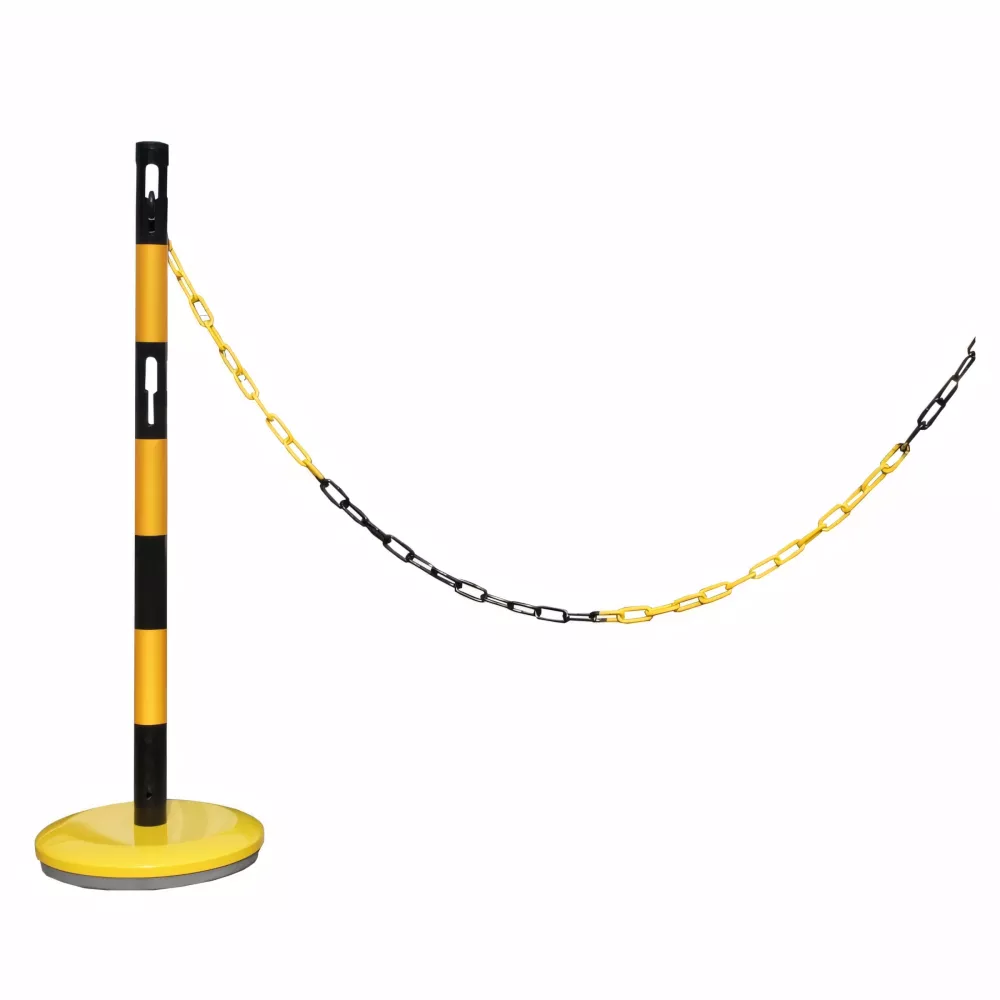 Extension poteau acier noir-jaune avec chaine 2m Extension poteau acier noir-jaune avec chaine 2m