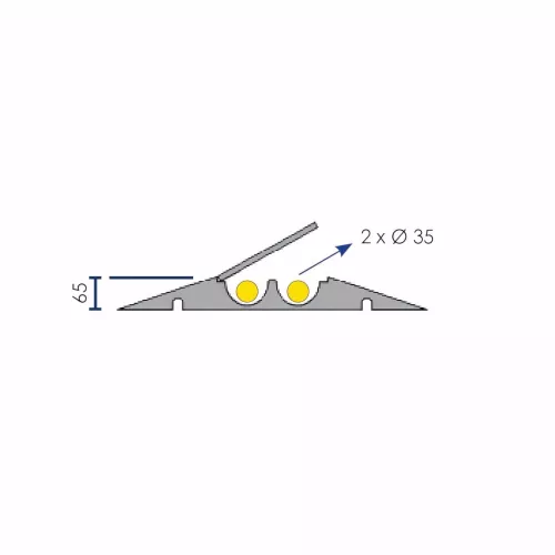 Embout passe-câbles modulaire caoutchouc 2 canaux 35mm