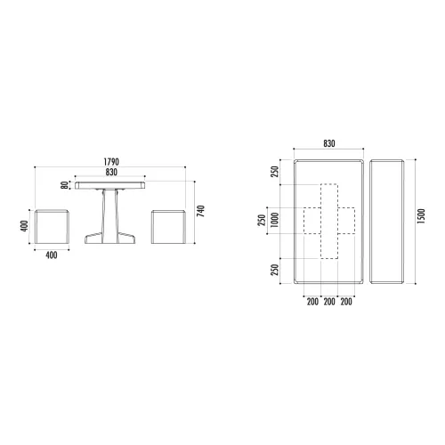 Table pique-nique béton armé TRITON