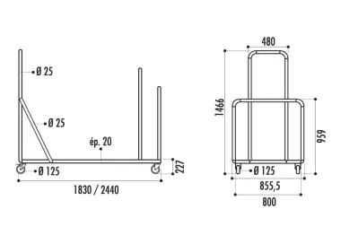 Chariot pour tables rectangulaires modèle Grenade - Tarragone
