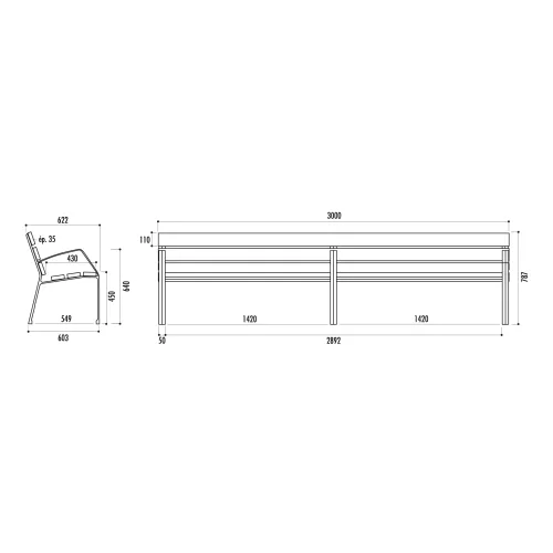 Banc MODO-08 300cm