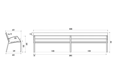 Banc MODO-08 300cm