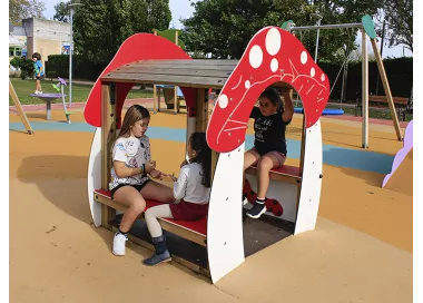 Maisonnette champignon inclusive en bois et polyéthylène