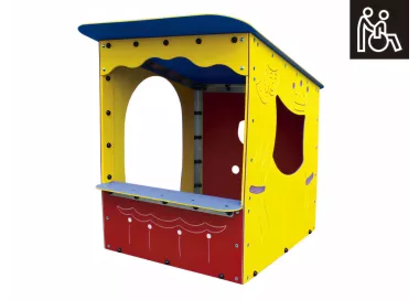 Maisonnette théâtre de marionnettes accessible aux enfants