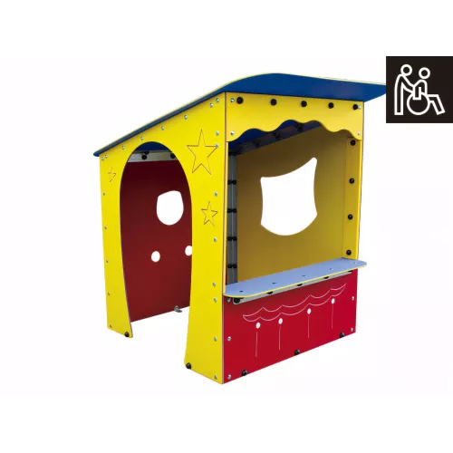 Maisonnette théâtre de marionnettes accessible aux enfants