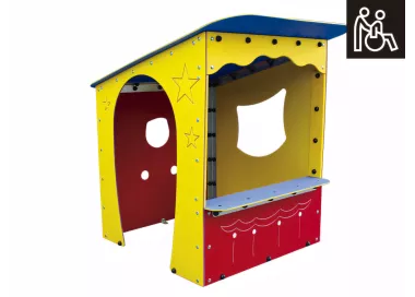 Maisonnette théâtre de marionnettes accessible aux enfants