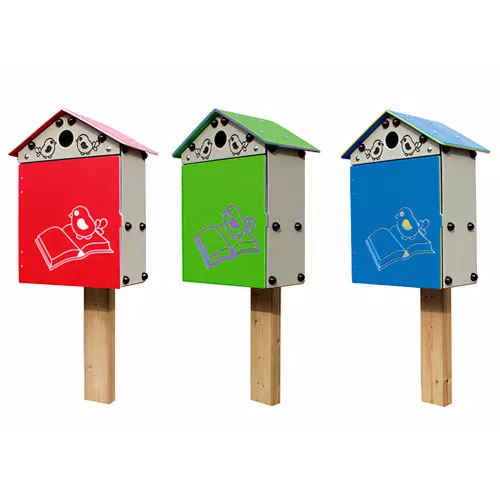 Cabane à livres inclusive en bois traité