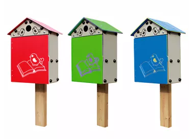 Cabane à livres inclusive en bois traité