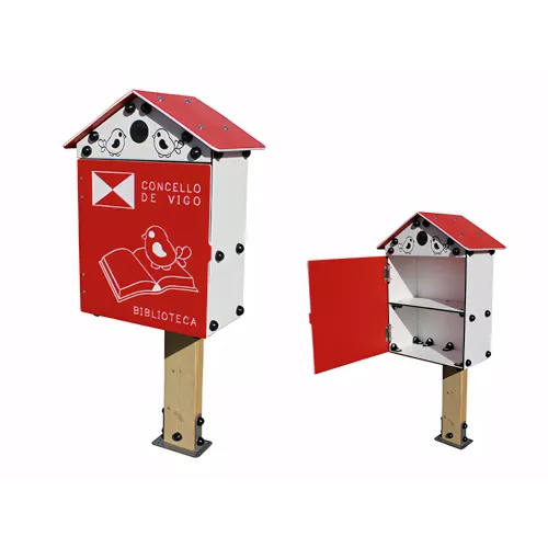Cabane à livres inclusive en bois traité