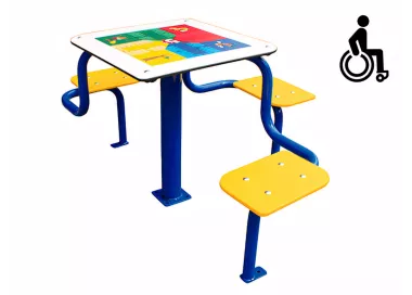 Table de jeux inclusive avec sièges intégrés