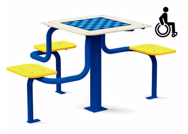 Table de jeux inclusive avec sièges intégrés