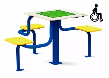 Table de jeux inclusive avec sièges intégrés