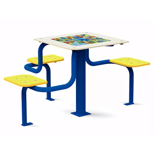 Table de jeux inclusive avec sièges intégrés