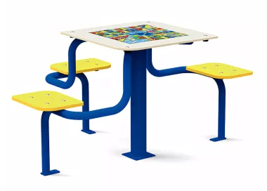 Table de jeux inclusive avec sièges intégrés