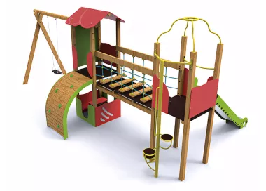 Parc en bois Argoños avec toboggan et balançoire