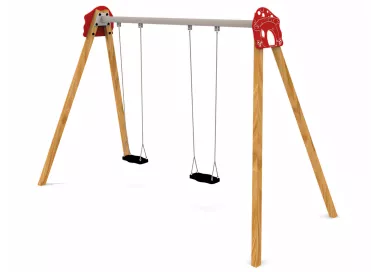 Balançoire Yera en bois traité structure inox 2 sièges