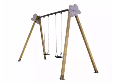 Balançoire Yera en bois traité structure galva + inox 2 sièges