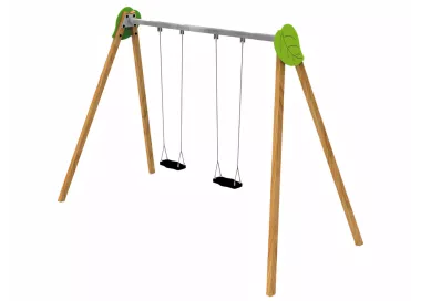 Balançoire Yera en bois traité structure galva + inox 2 sièges
