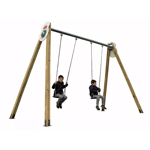 Balançoire Racing double siège en bois traité