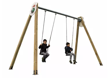 Balançoire Racing double siège en bois traité
