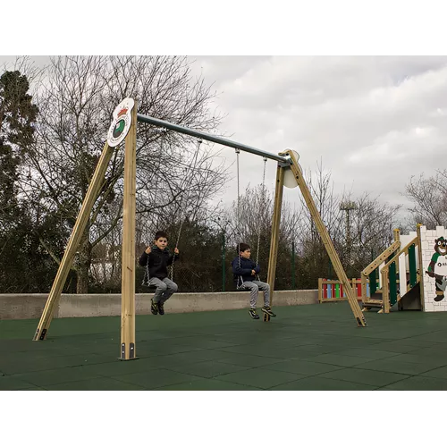 Balançoire Racing double siège en bois traité